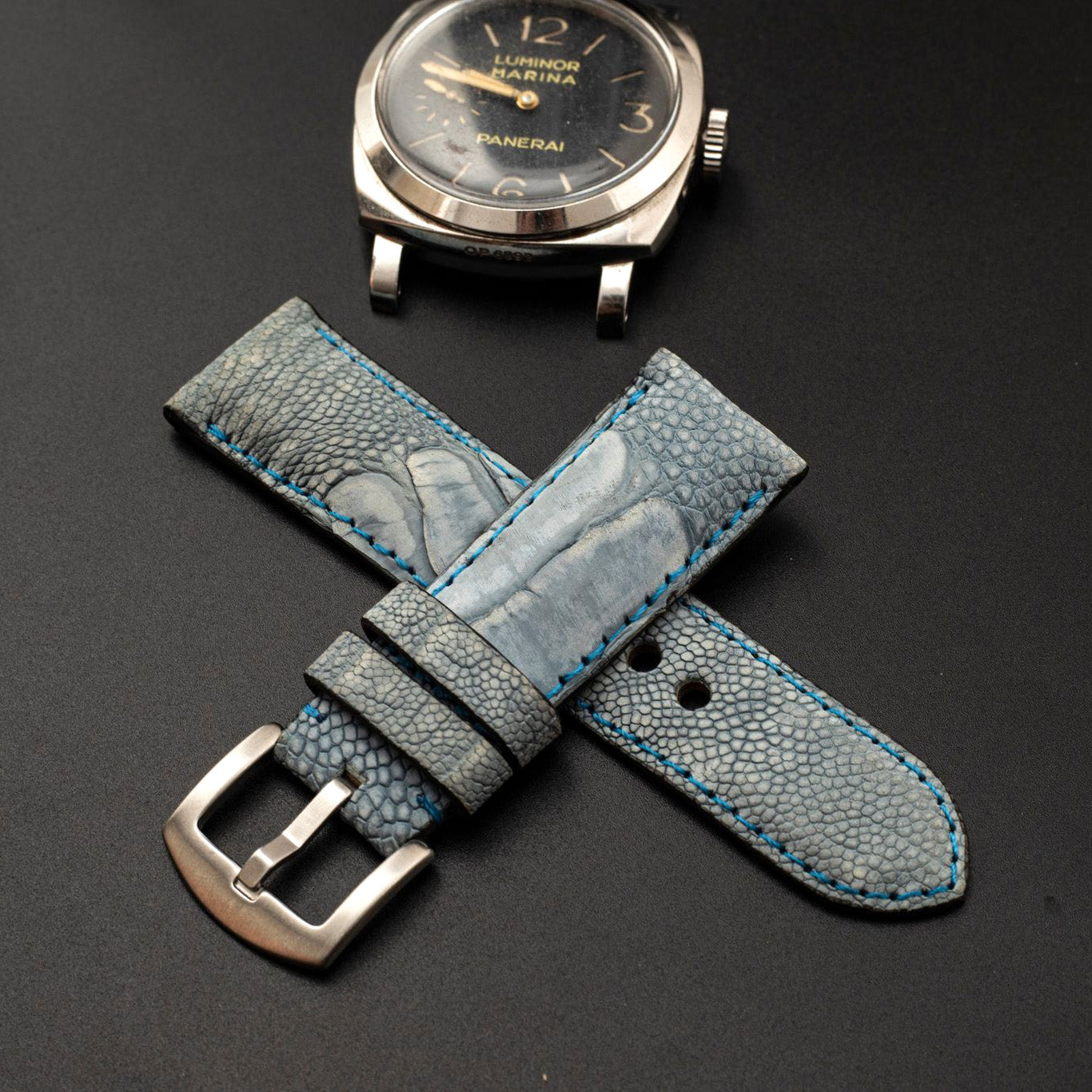 BLUE OSTRICH LEATHER STRAP