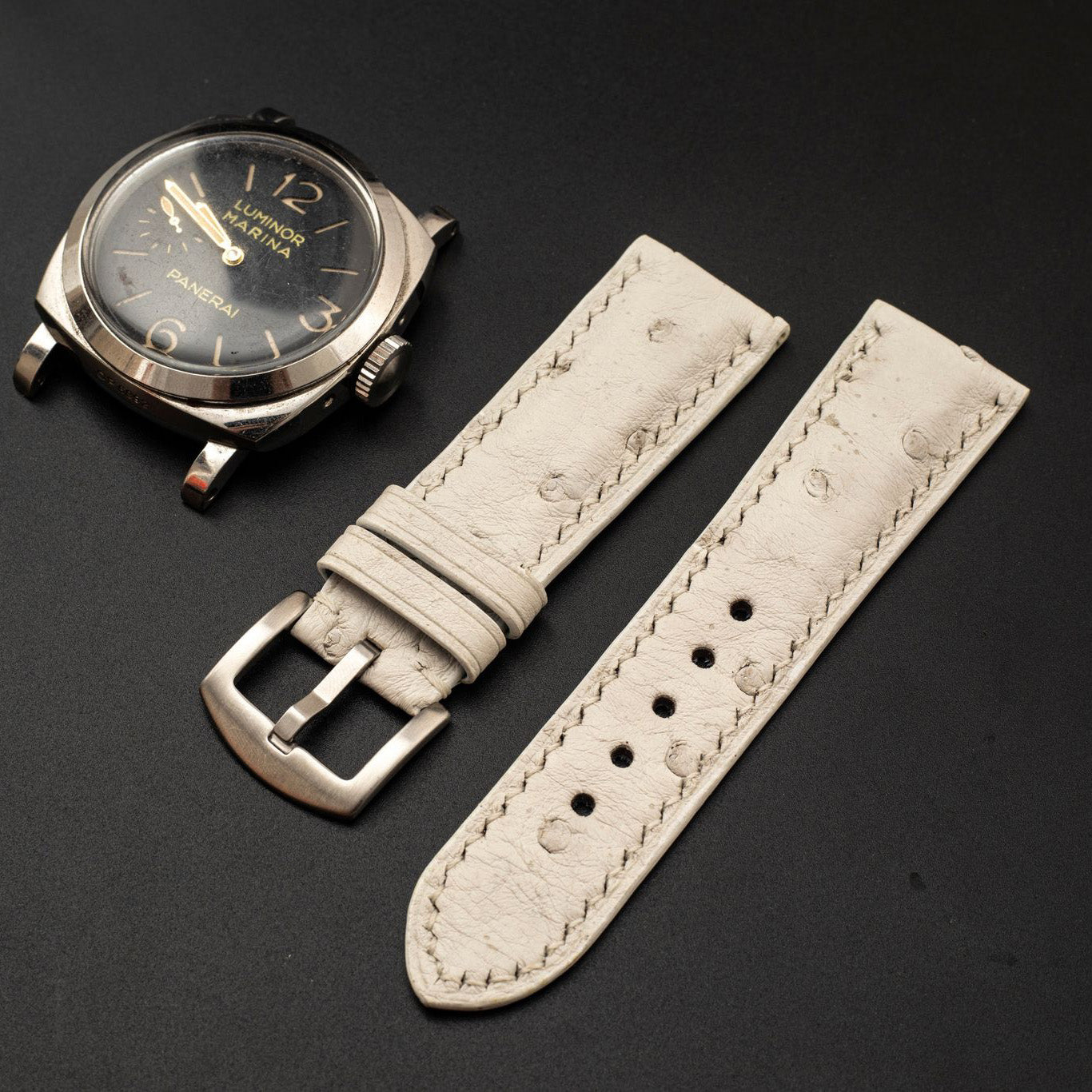 WHITE OSTRICH LEATHER STRAP