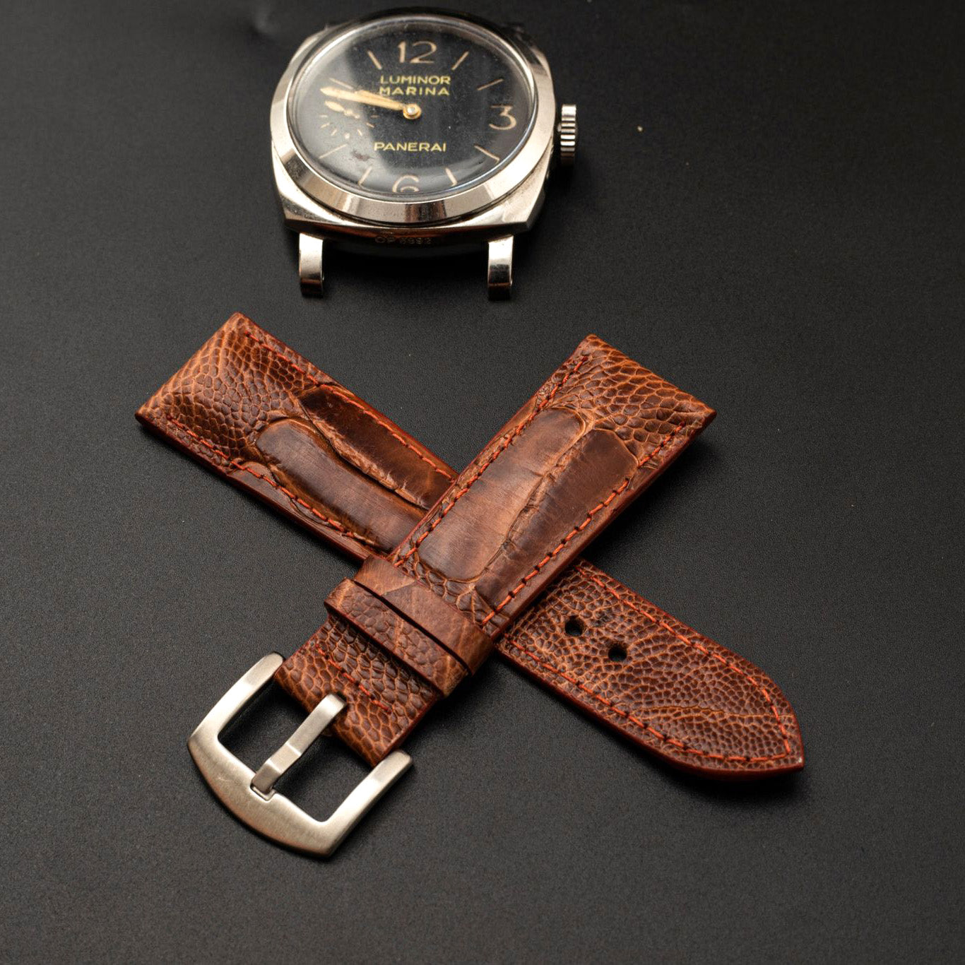 BROWN OSTRICH LEATHER STRAP