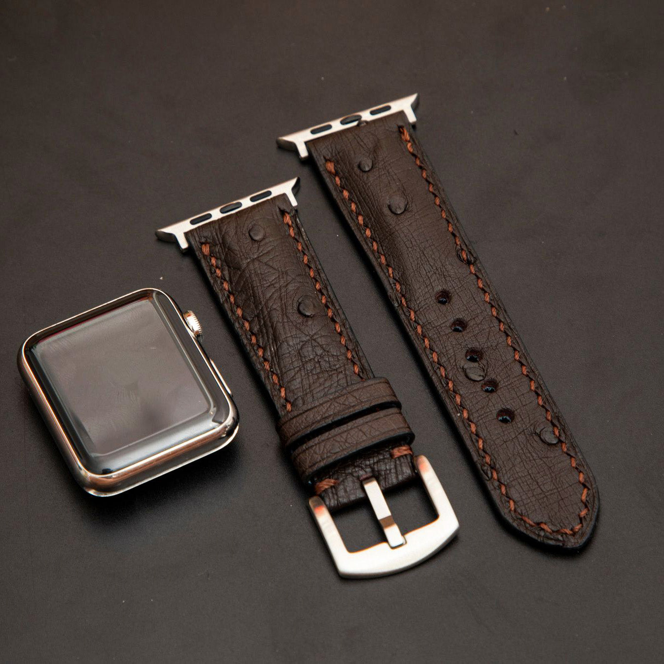 BROWN OSTRICH LEATHER STRAP