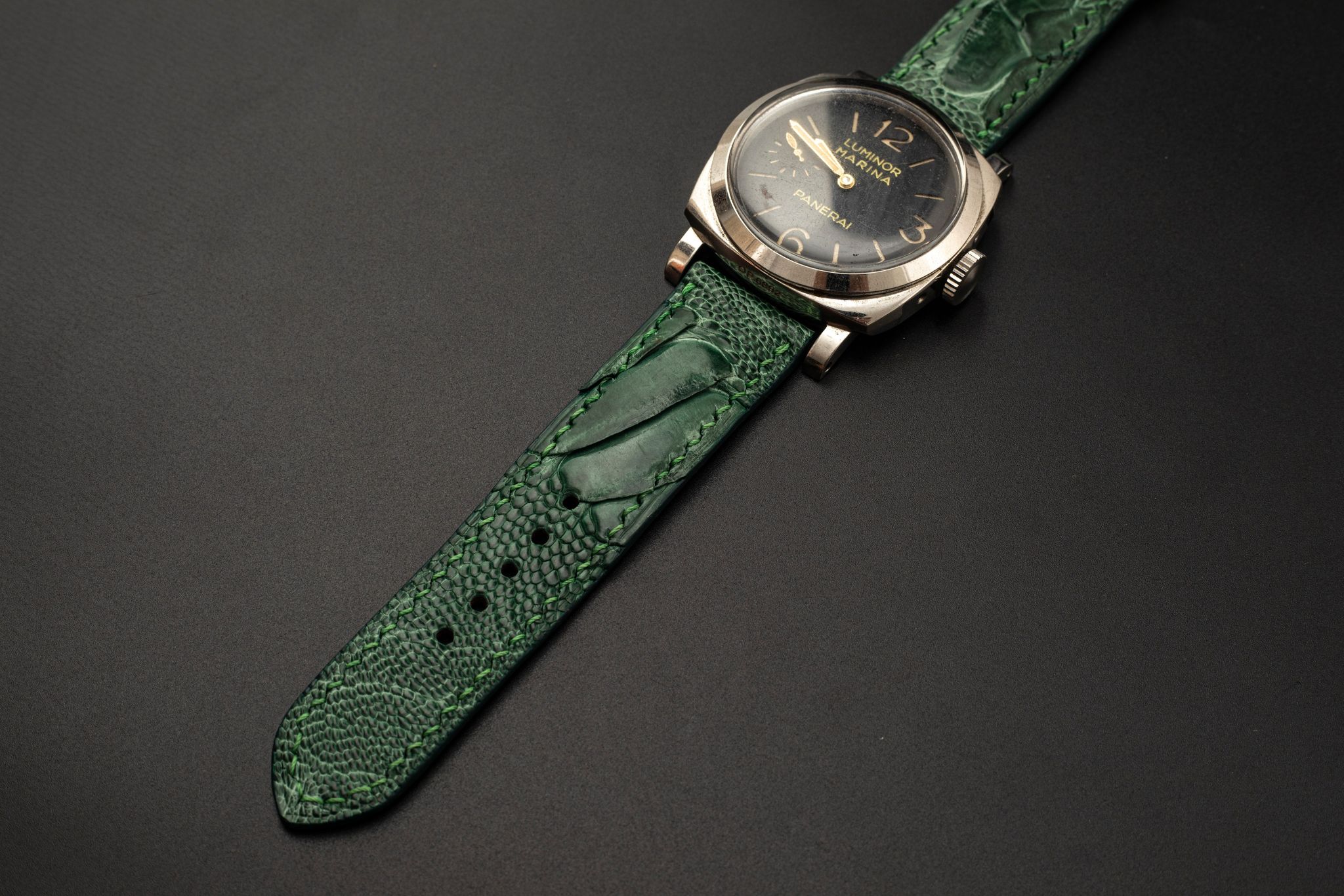 GREEN OSTRICH LEATHER STRAP