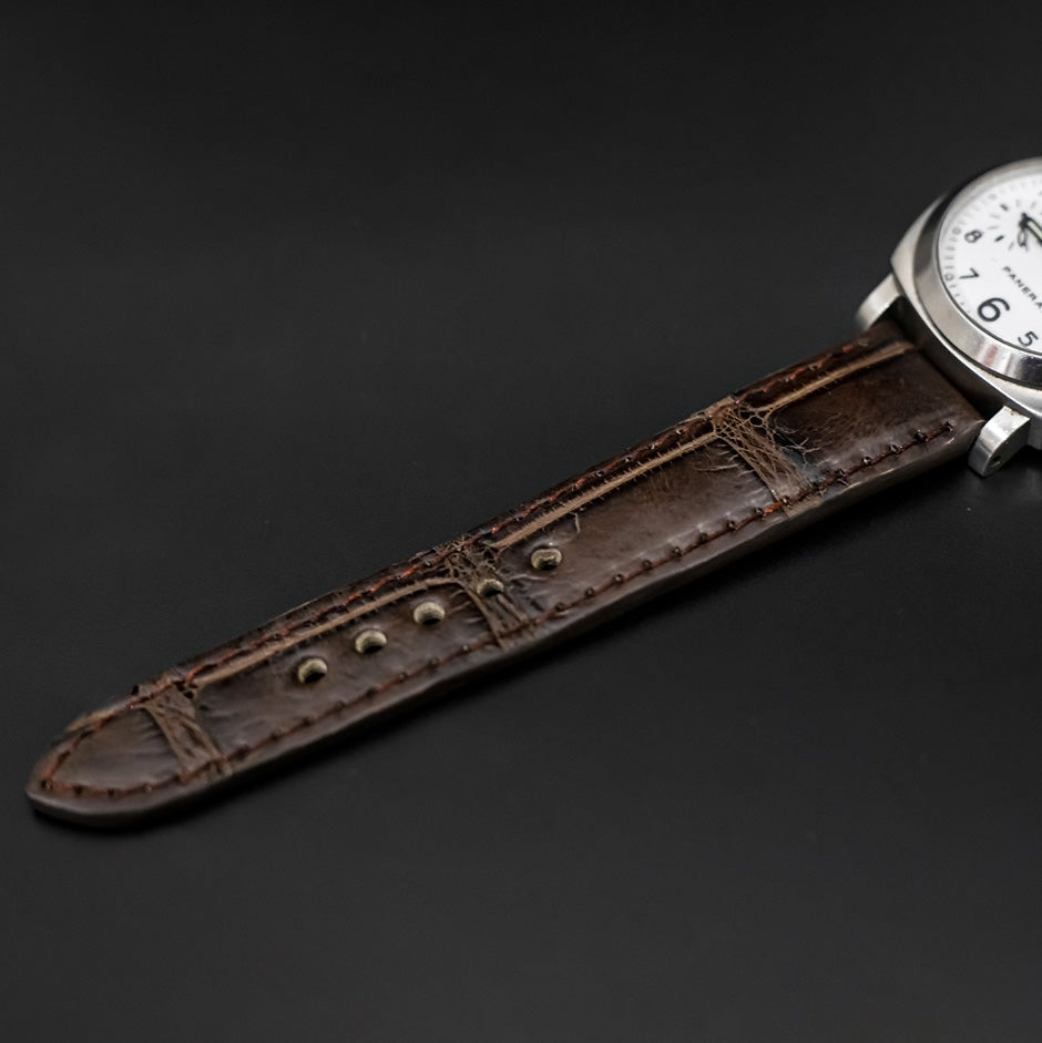 BROWN CROCODILE BELLY LEATHER STRAP