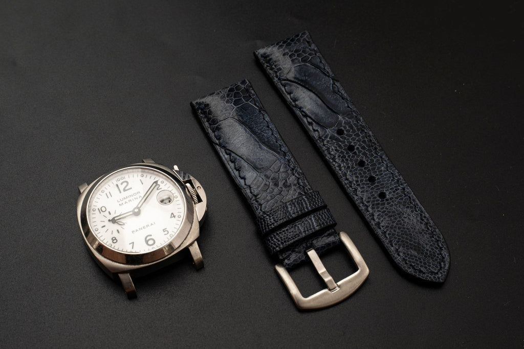 BLUE OSTRICH LEATHER STRAP