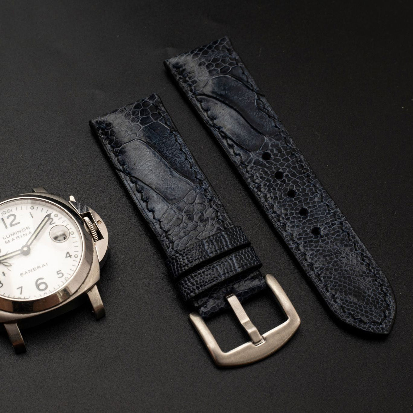 BLUE OSTRICH LEATHER STRAP