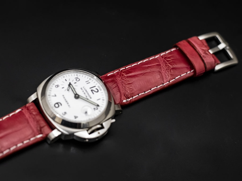 PINK CROCODILE BELLY LEATHER STRAP