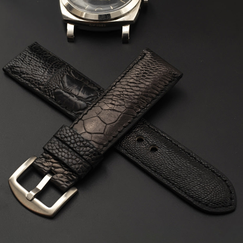 BLACK OSTRICH LEATHER STRAP