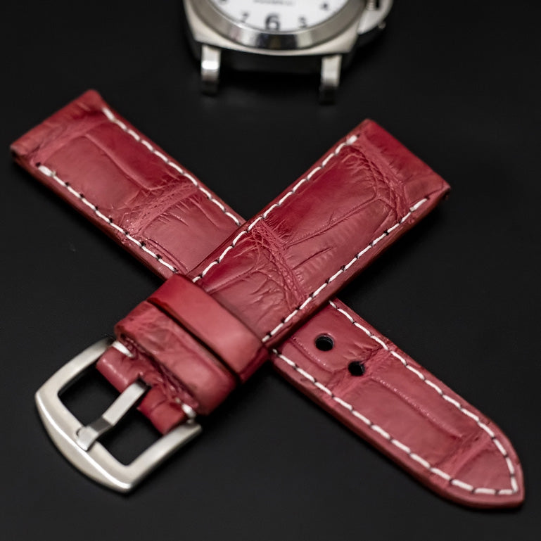 PINK CROCODILE BELLY LEATHER STRAP