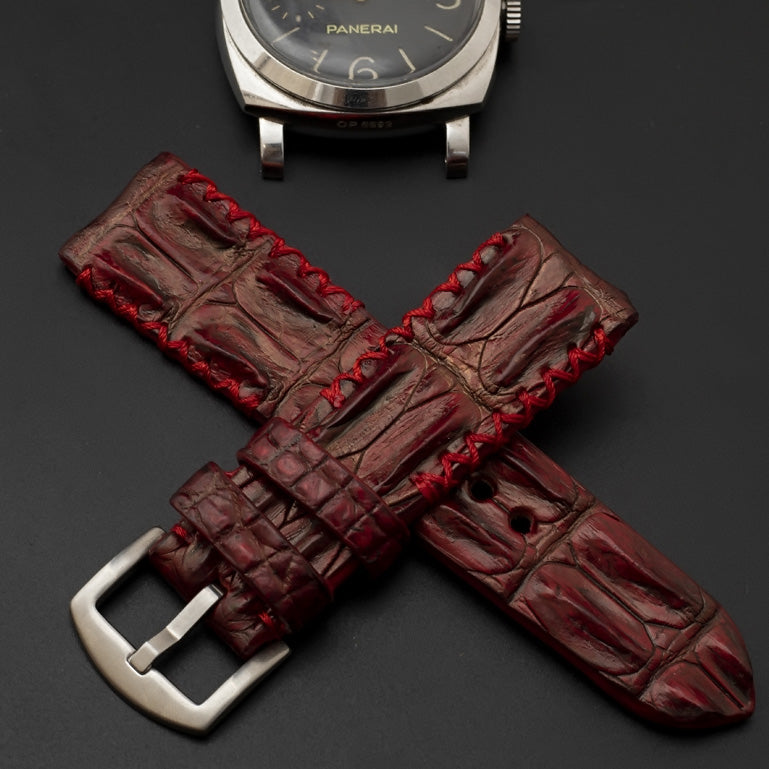RED CROCODILE HORNBACK LEATHER STRAP