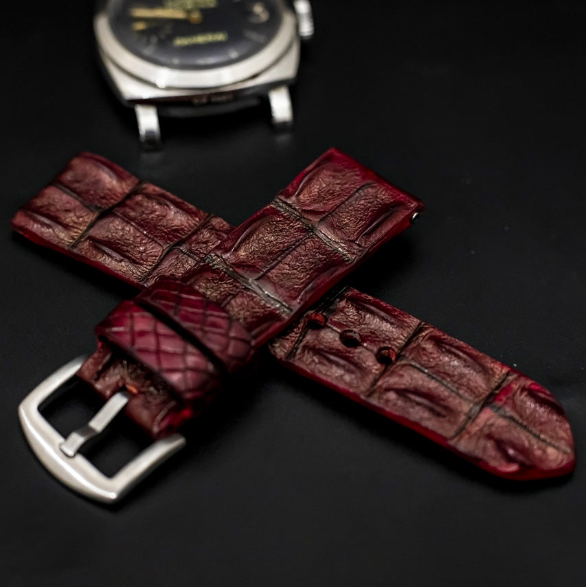 RED CROCODILE HORNBACK LEATHER STRAP