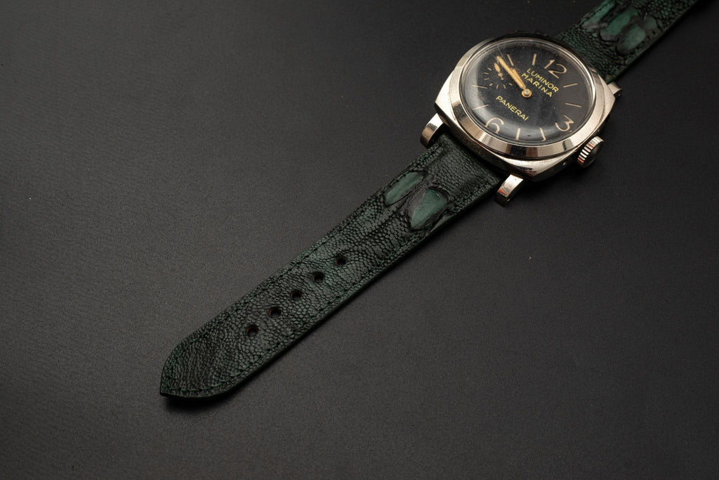 GREEN OSTRICH LEATHER STRAP