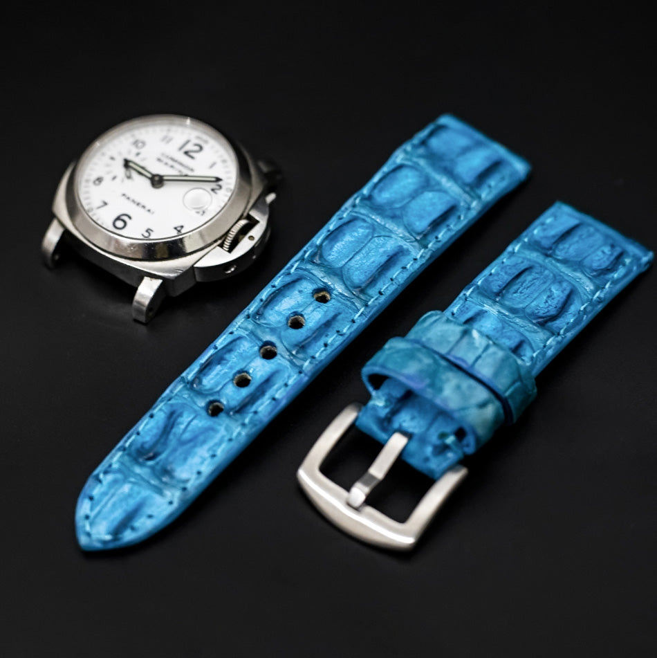 BLUE CROCODILE HORNBACK LEATHER STRAP