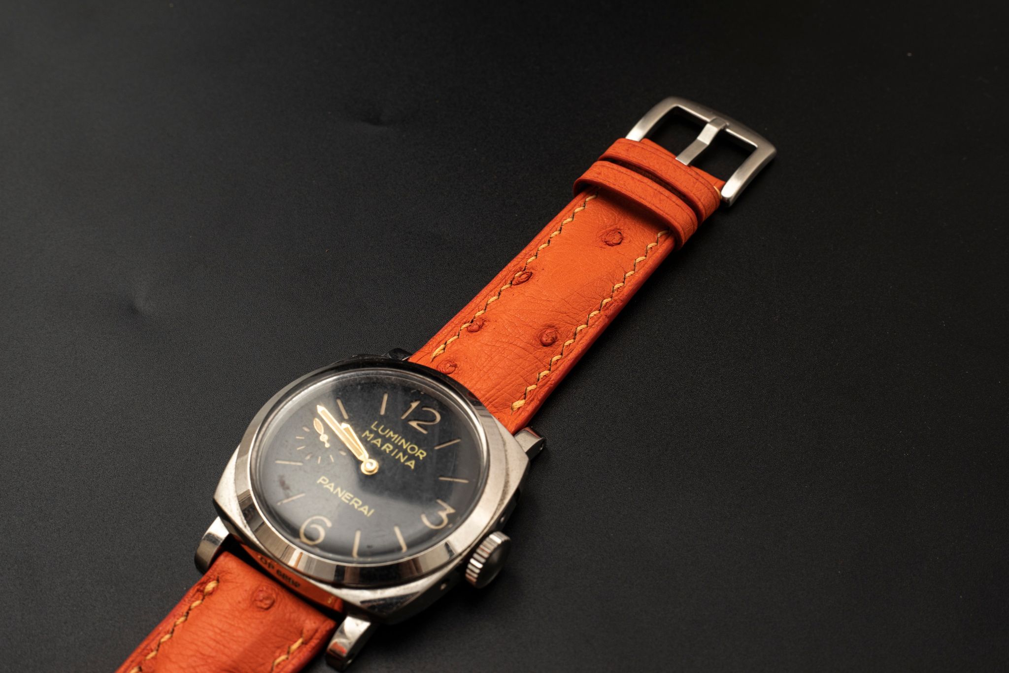 ORANGE OSTRICH LEATHER STRAP