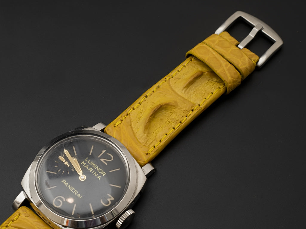 YELLOW CROCODILE HORNBACK LEATHER STRAP