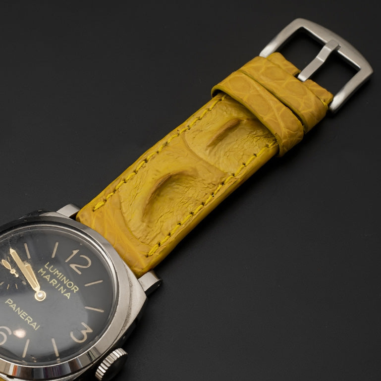 YELLOW CROCODILE HORNBACK LEATHER STRAP