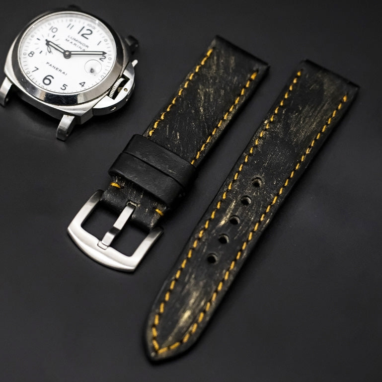 BLACK&GOLD CALF LEATHER STRAP