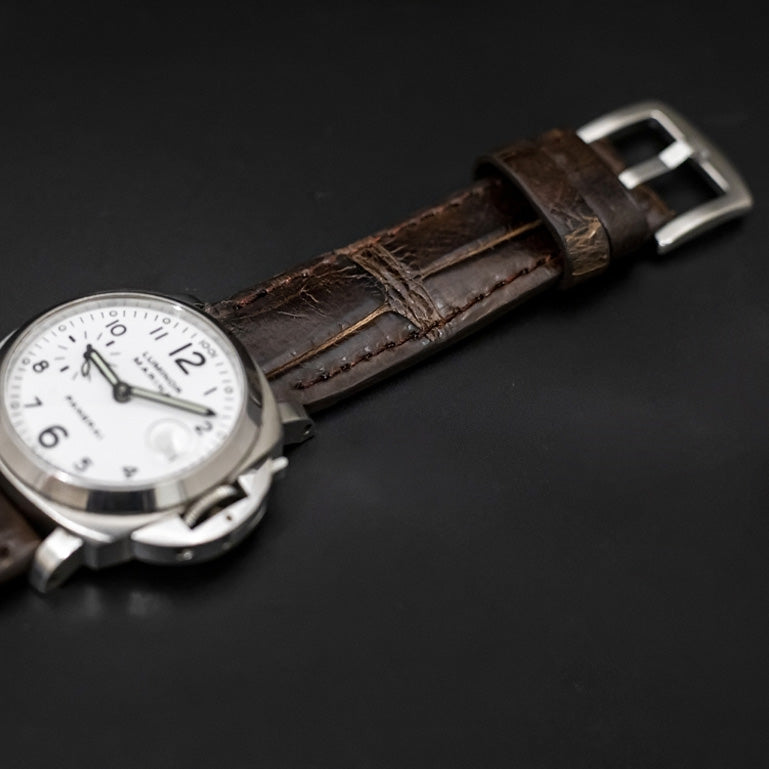 BROWN CROCODILE BELLY LEATHER STRAP