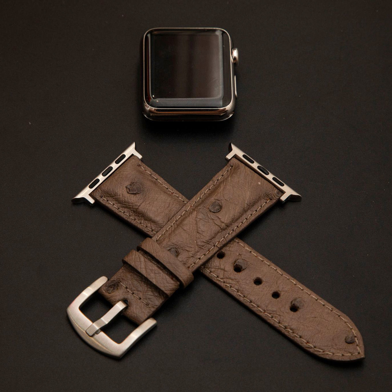 BROWN OSTRICH LEATHER STRAP