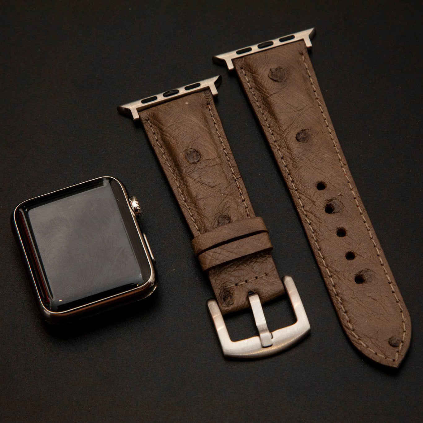 BROWN OSTRICH LEATHER STRAP