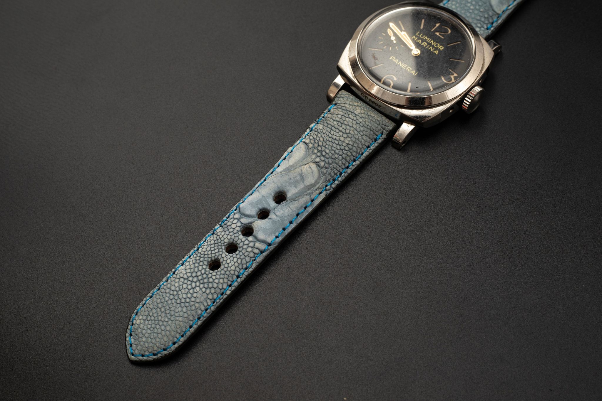 BLUE OSTRICH LEATHER STRAP