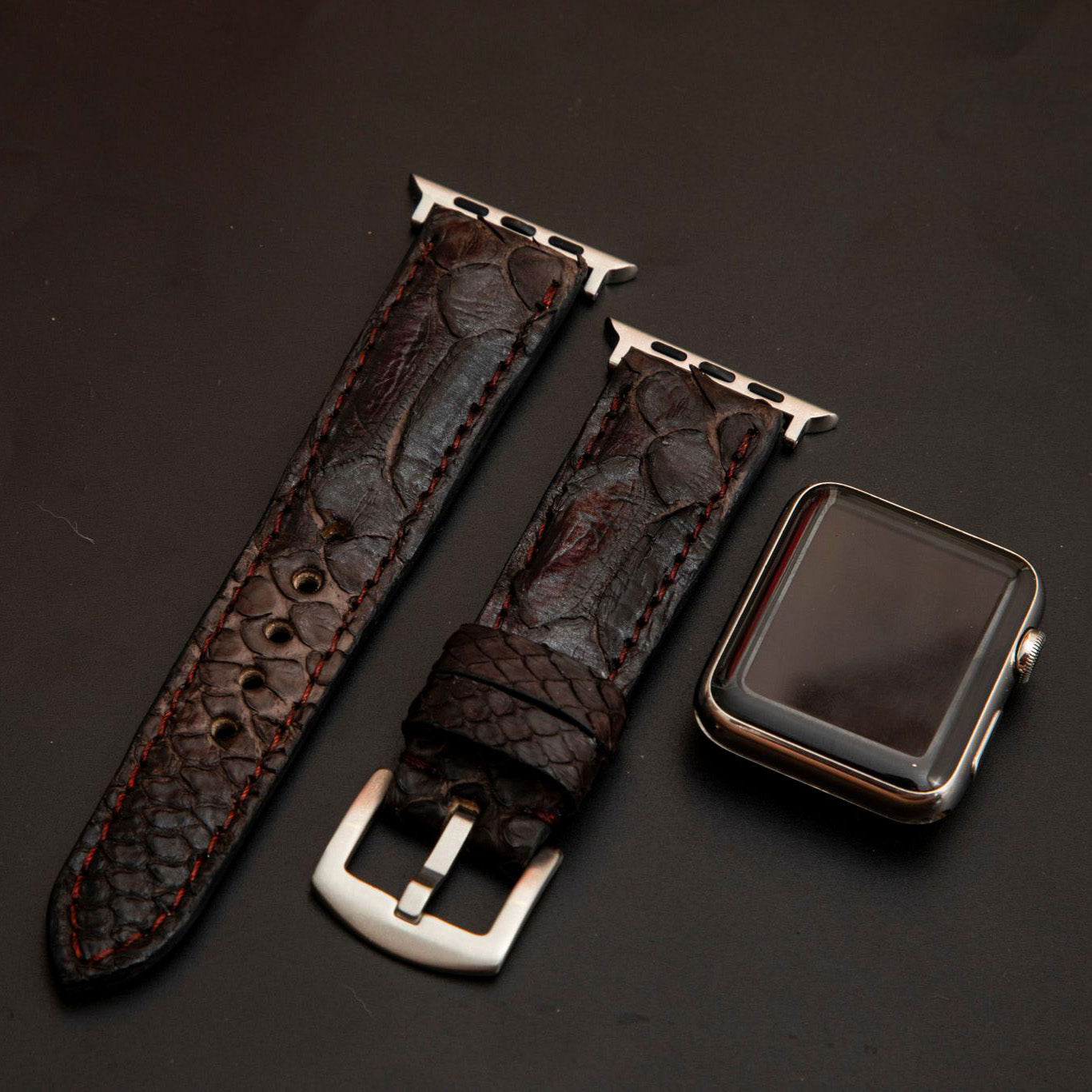 BLACK&BROWN PYTHON LEATHER STRAP