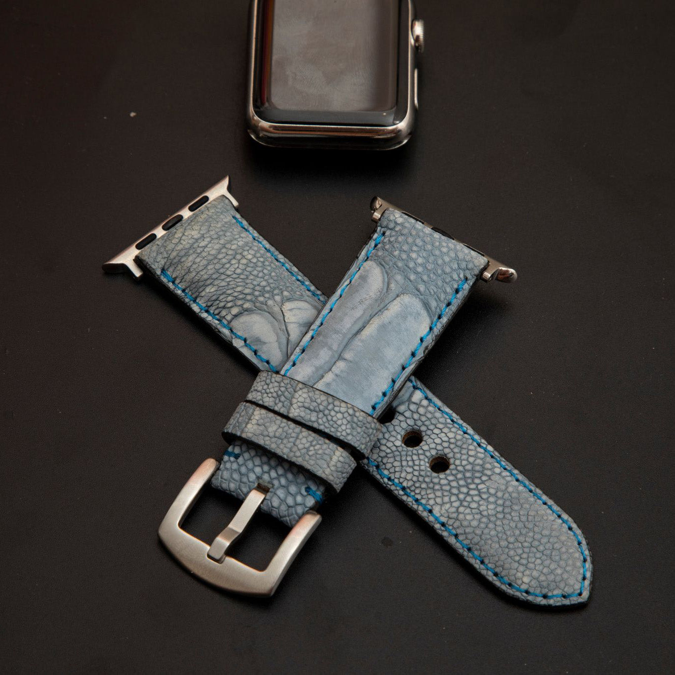 BLUE OSTRICH LEATHER STRAP