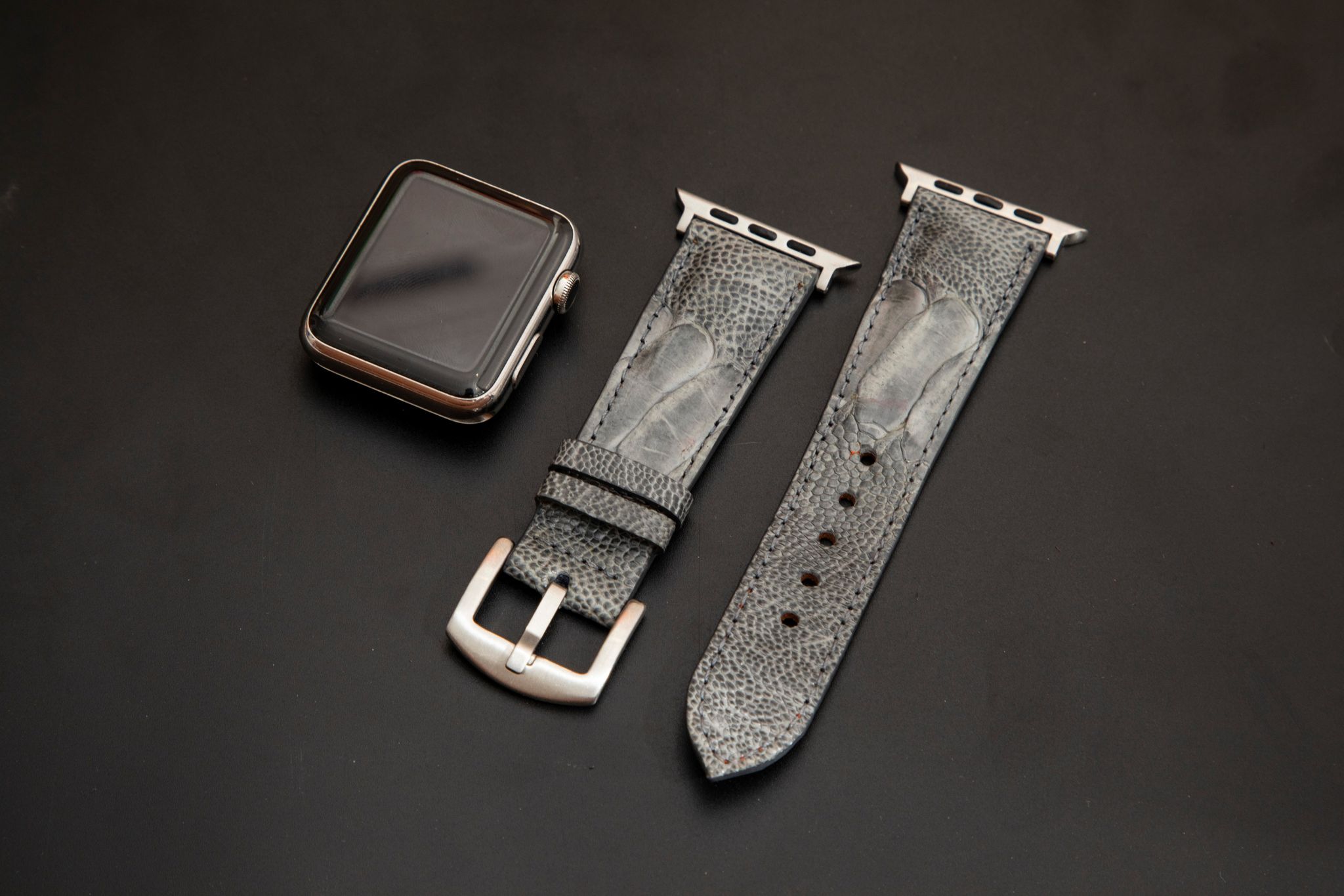 GREY OSTRICH LEATHER STRAP
