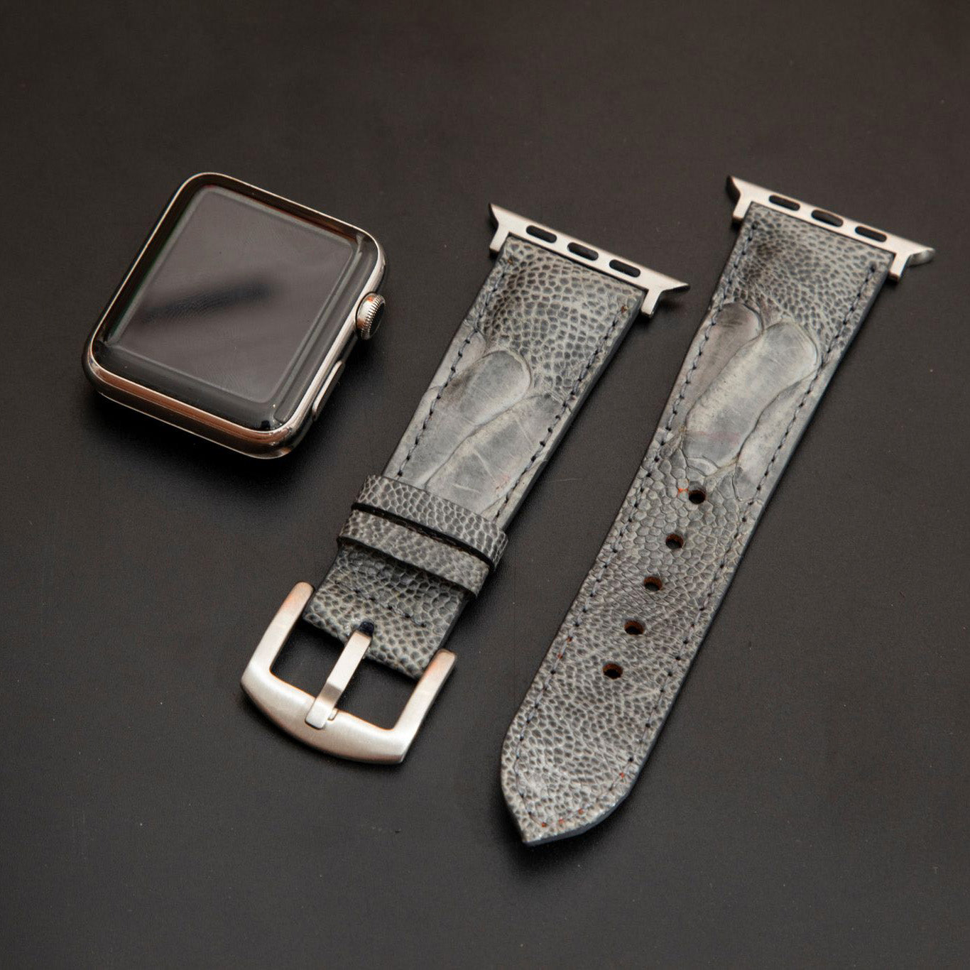GREY OSTRICH LEATHER STRAP