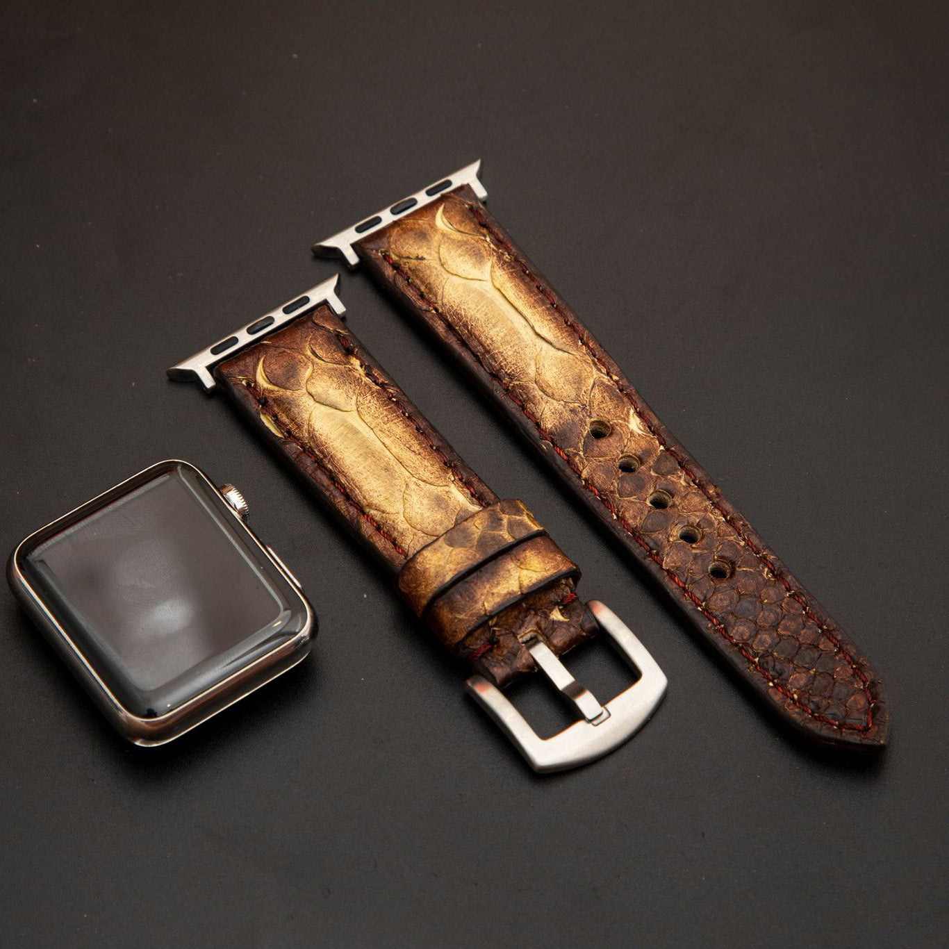 YELLOW&BROWN PYTHON LEATHER STRAP