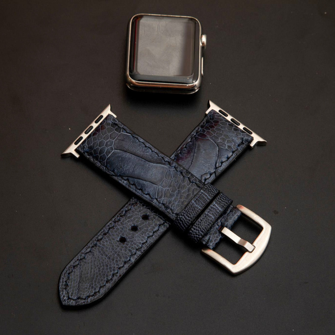 BLUE OSTRICH LEATHER STRAP