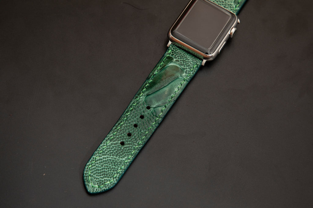 GREEN OSTRICH LEATHER STRAP
