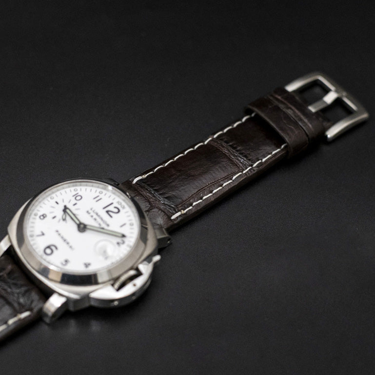 DARK BROWN CROCODILE BELLY LEATHER STRAP