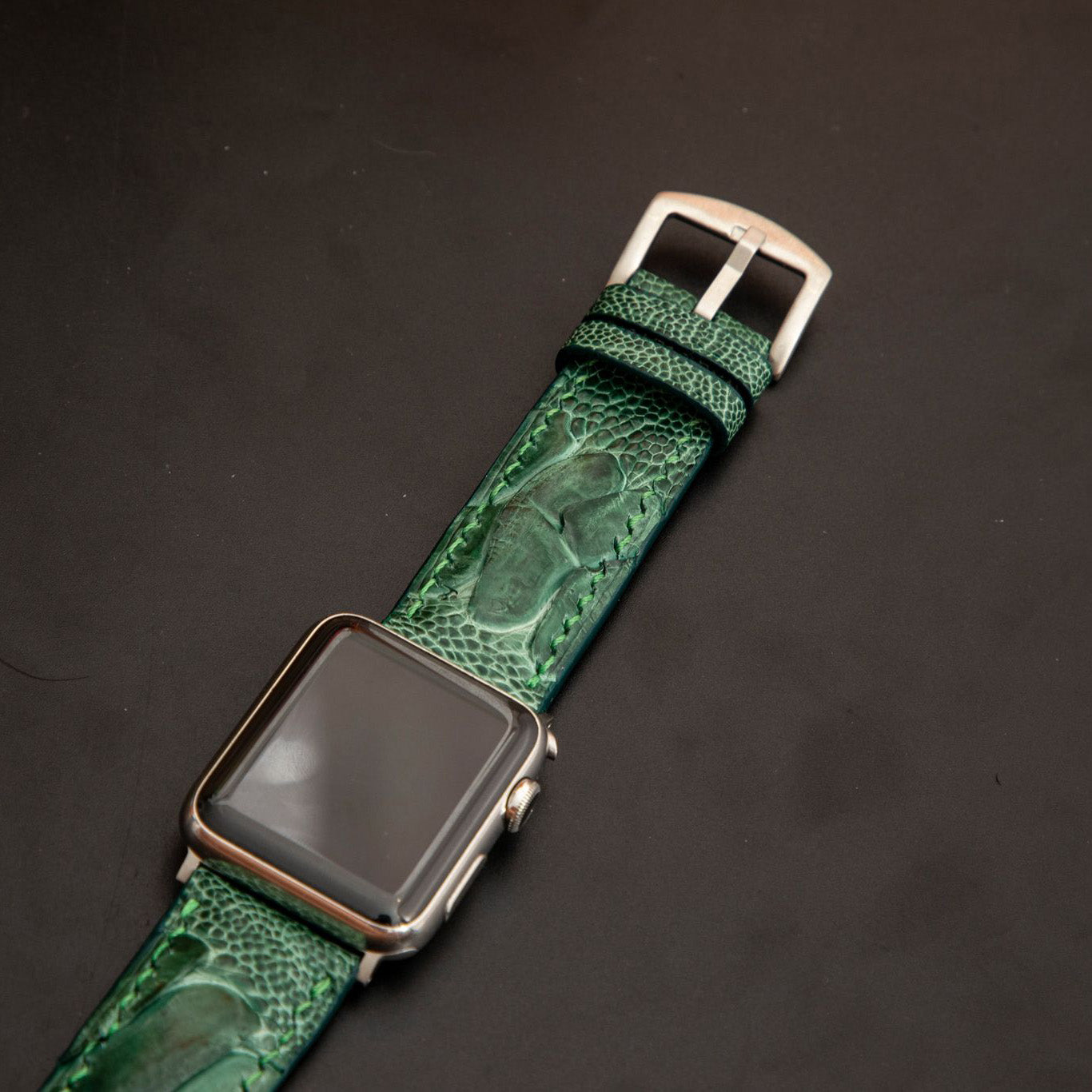 GREEN OSTRICH LEATHER STRAP
