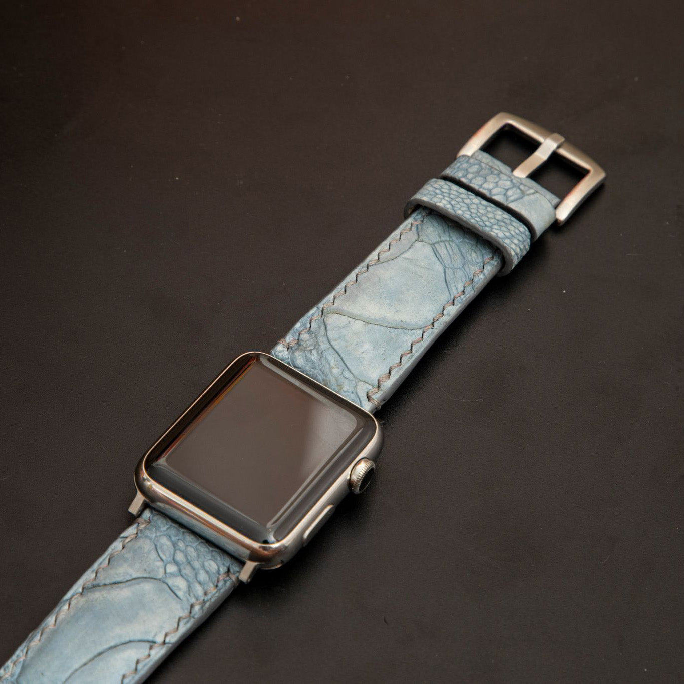BLUE OSTRICH LEATHER STRAP