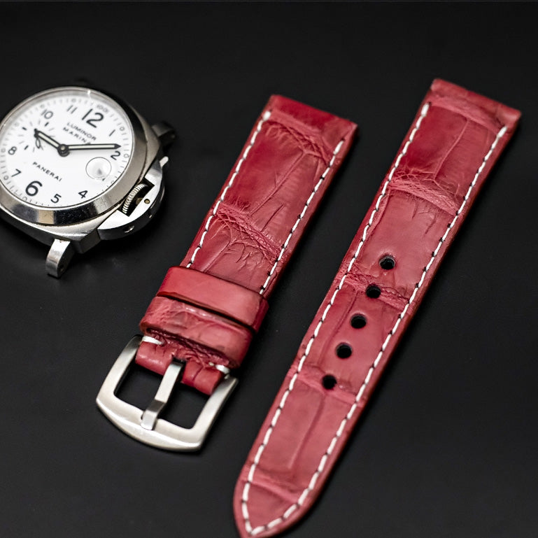 PINK CROCODILE BELLY LEATHER STRAP