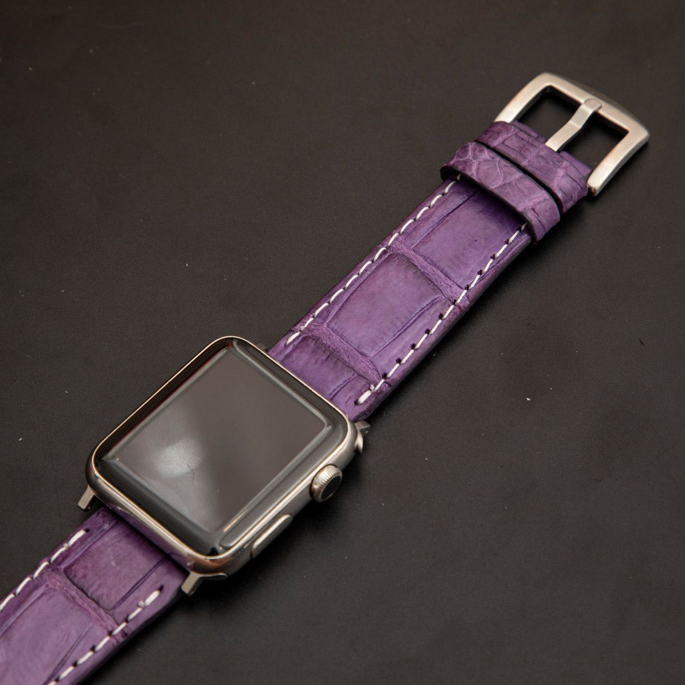 PURPLE CROCODILE BELLY LEATHER STRAP