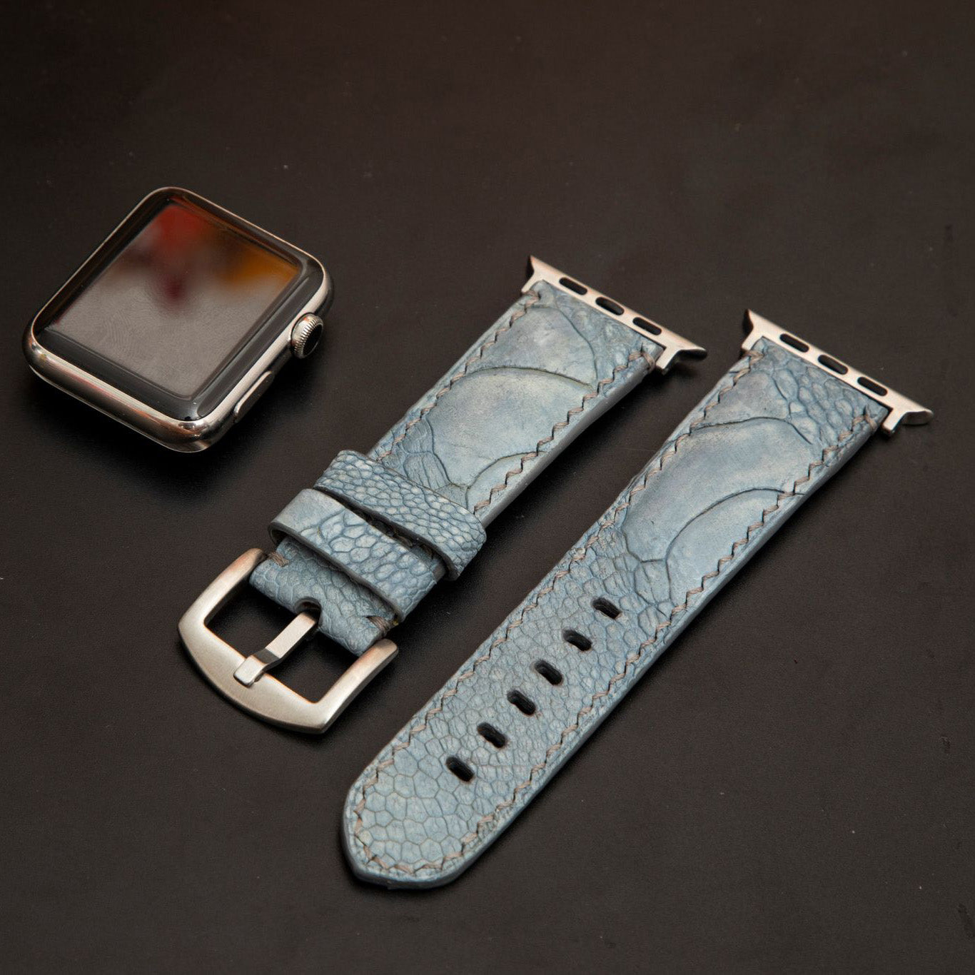 BLUE OSTRICH LEATHER STRAP