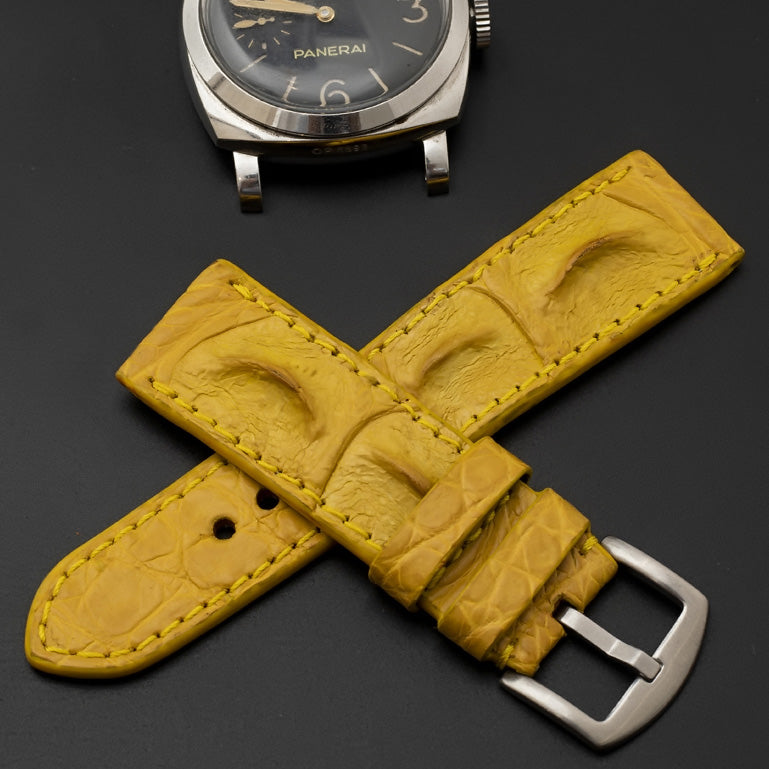 YELLOW CROCODILE HORNBACK LEATHER STRAP