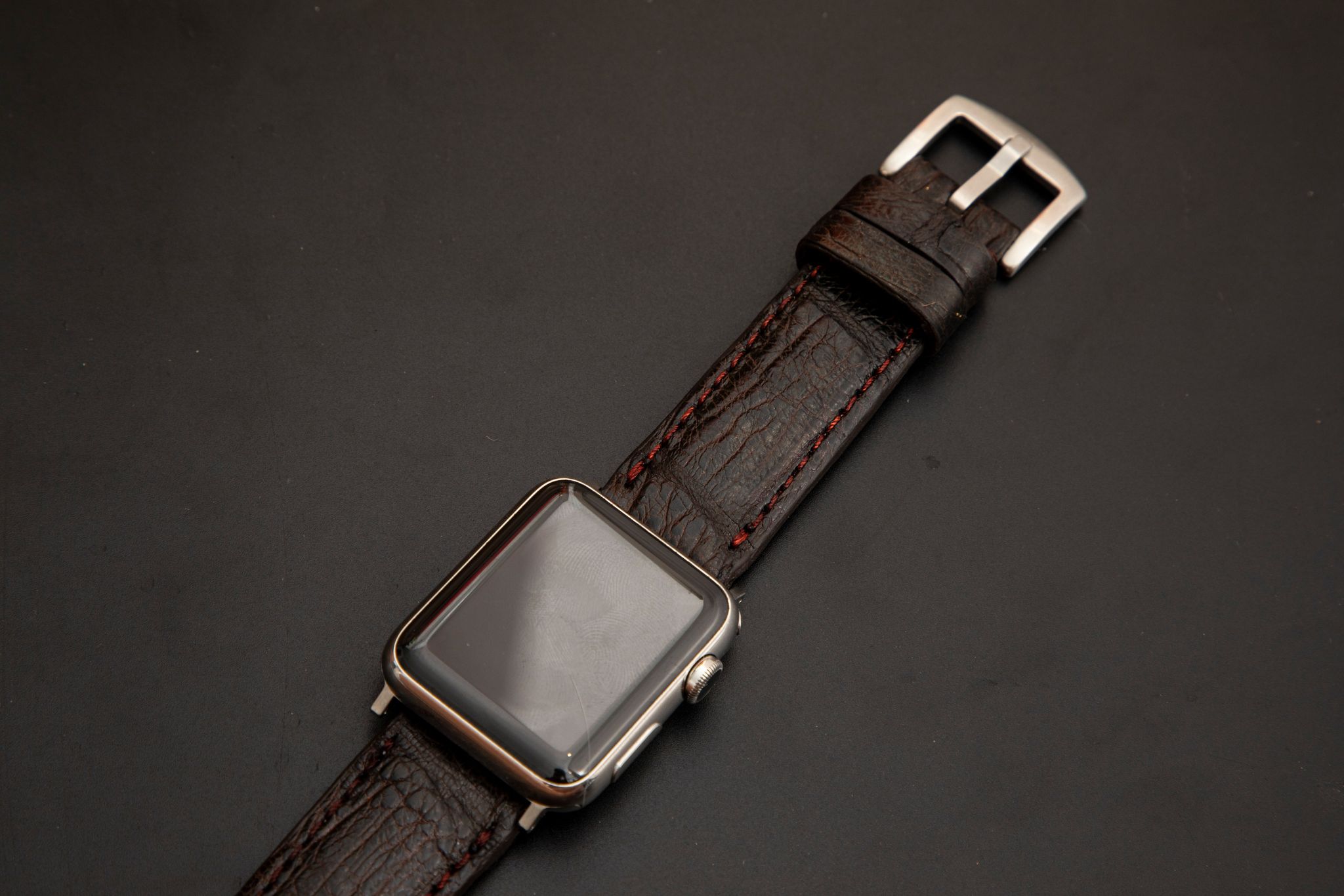BROWN CROCODILE BELLY LEATHER STRAP