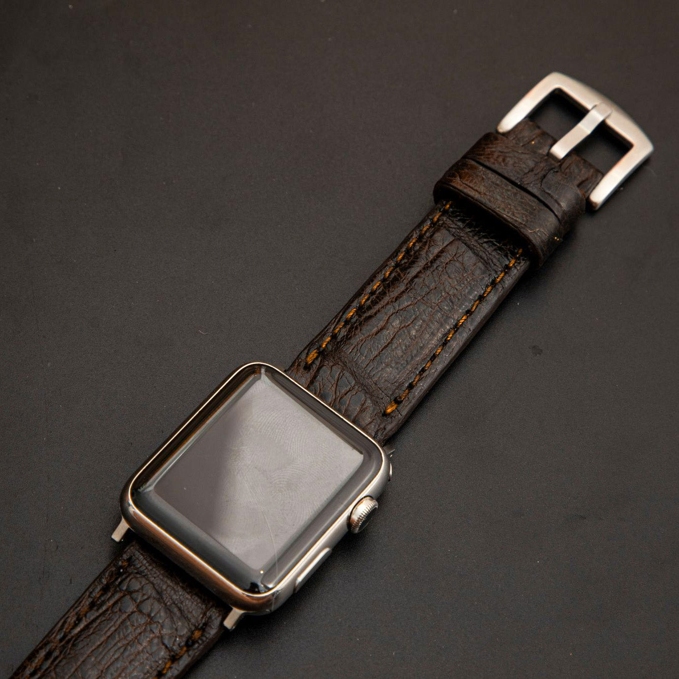 BROWN CROCODILE BELLY LEATHER STRAP