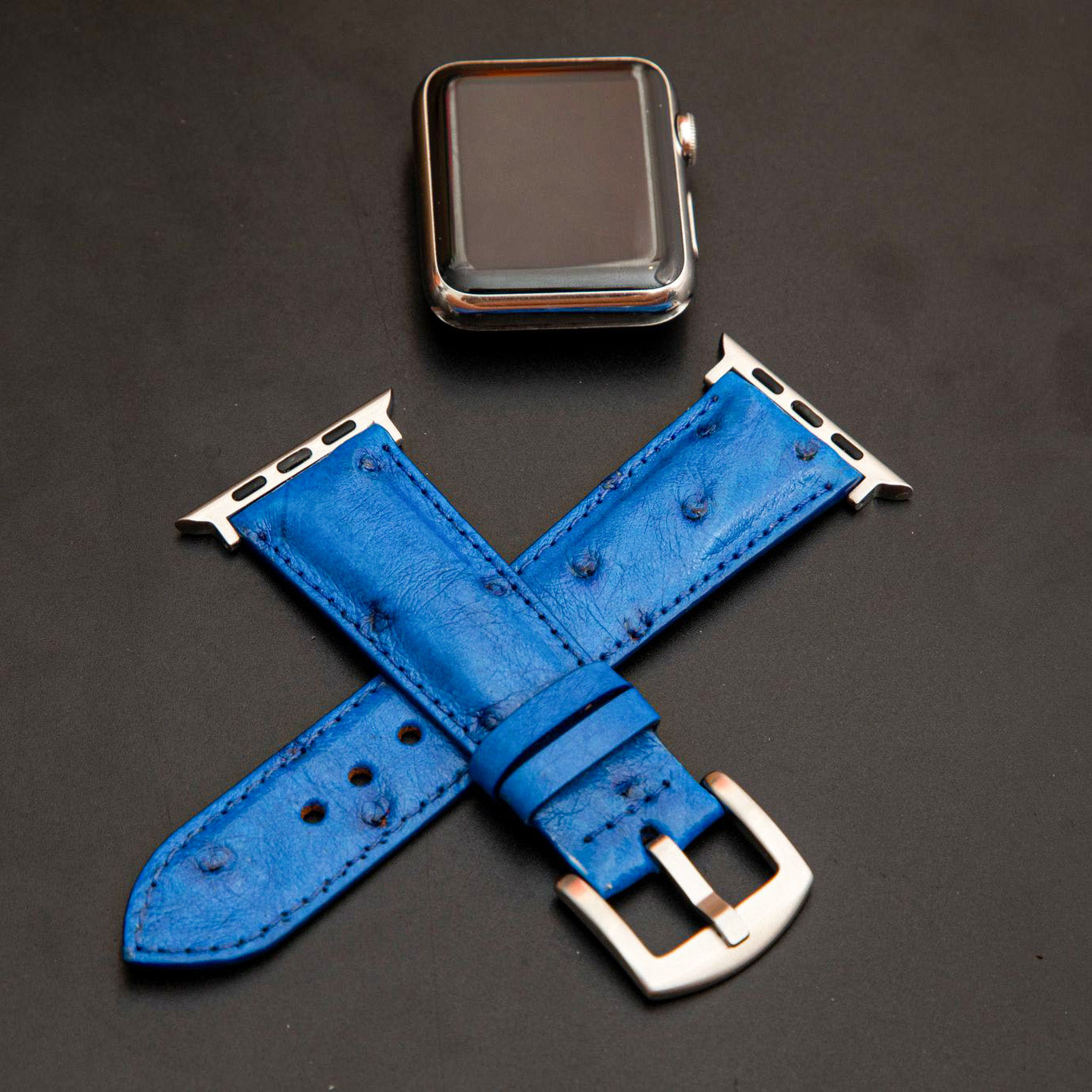 BLUE OSTRICH LEATHER STRAP