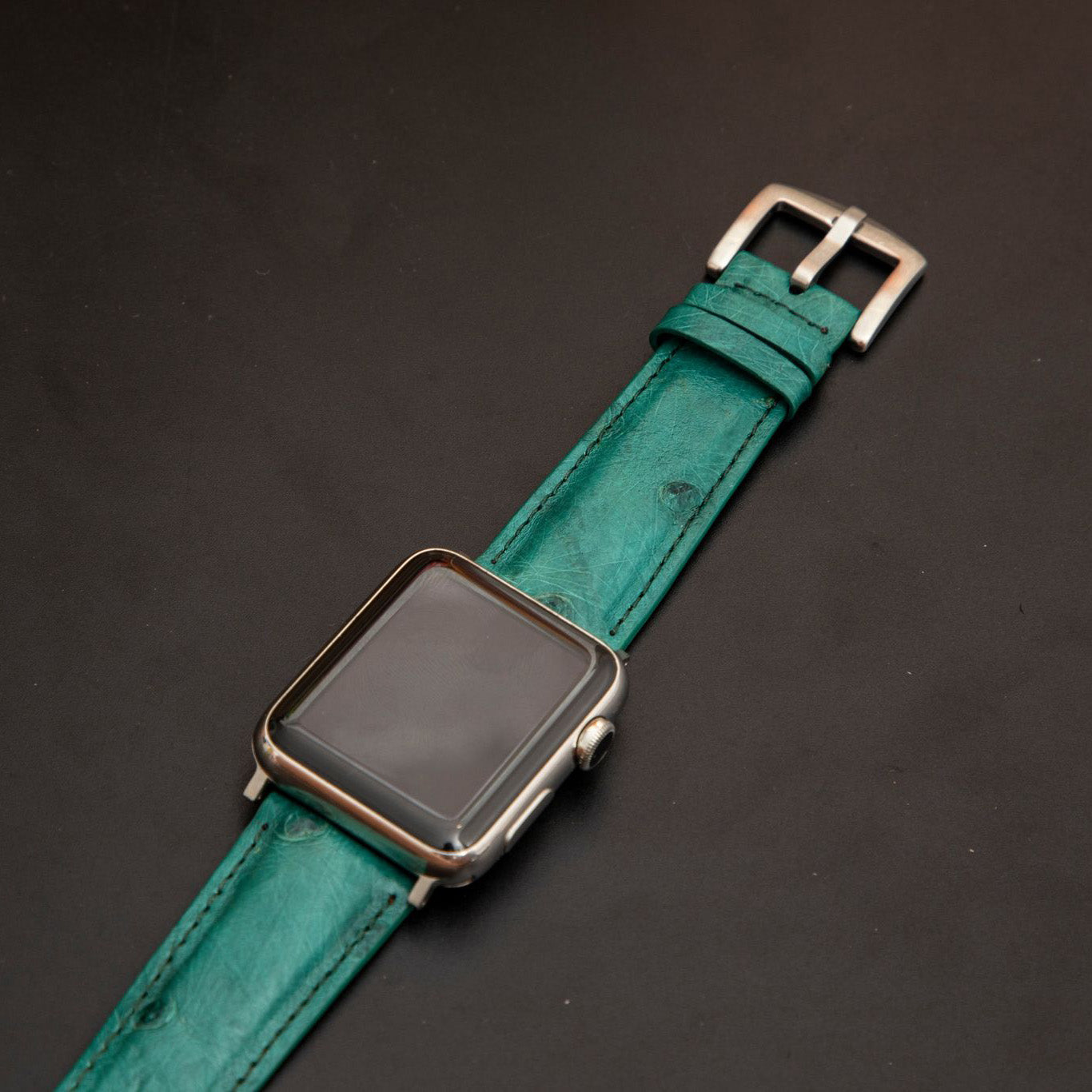 GREEN OSTRICH LEATHER STRAP