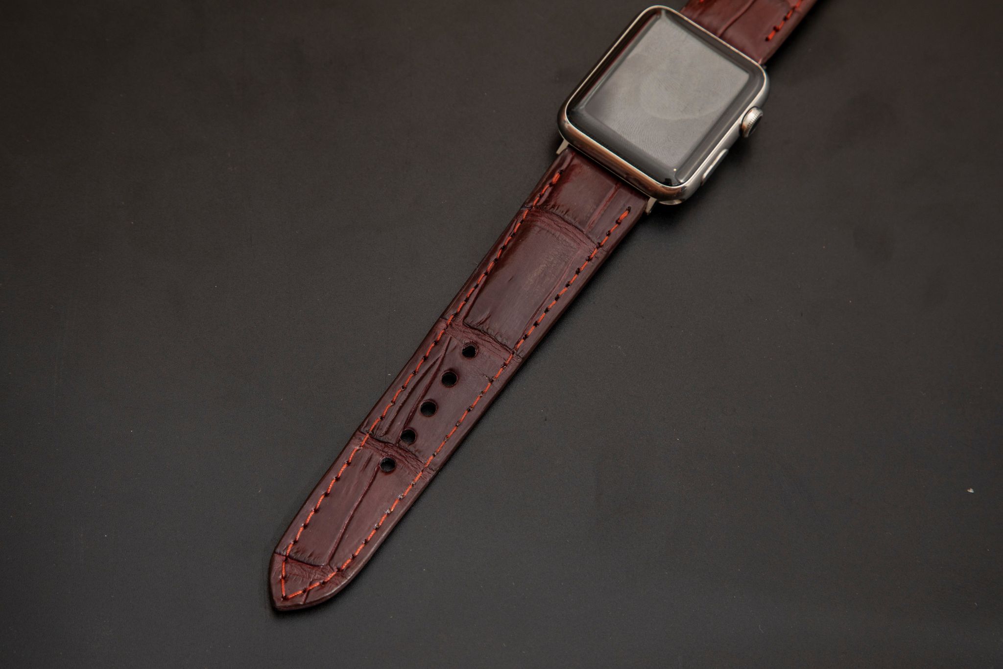 RED CROCODILE BELLY LEATHER STRAP