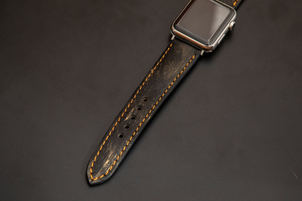 BLACK&GOLD CALF LEATHER STRAP