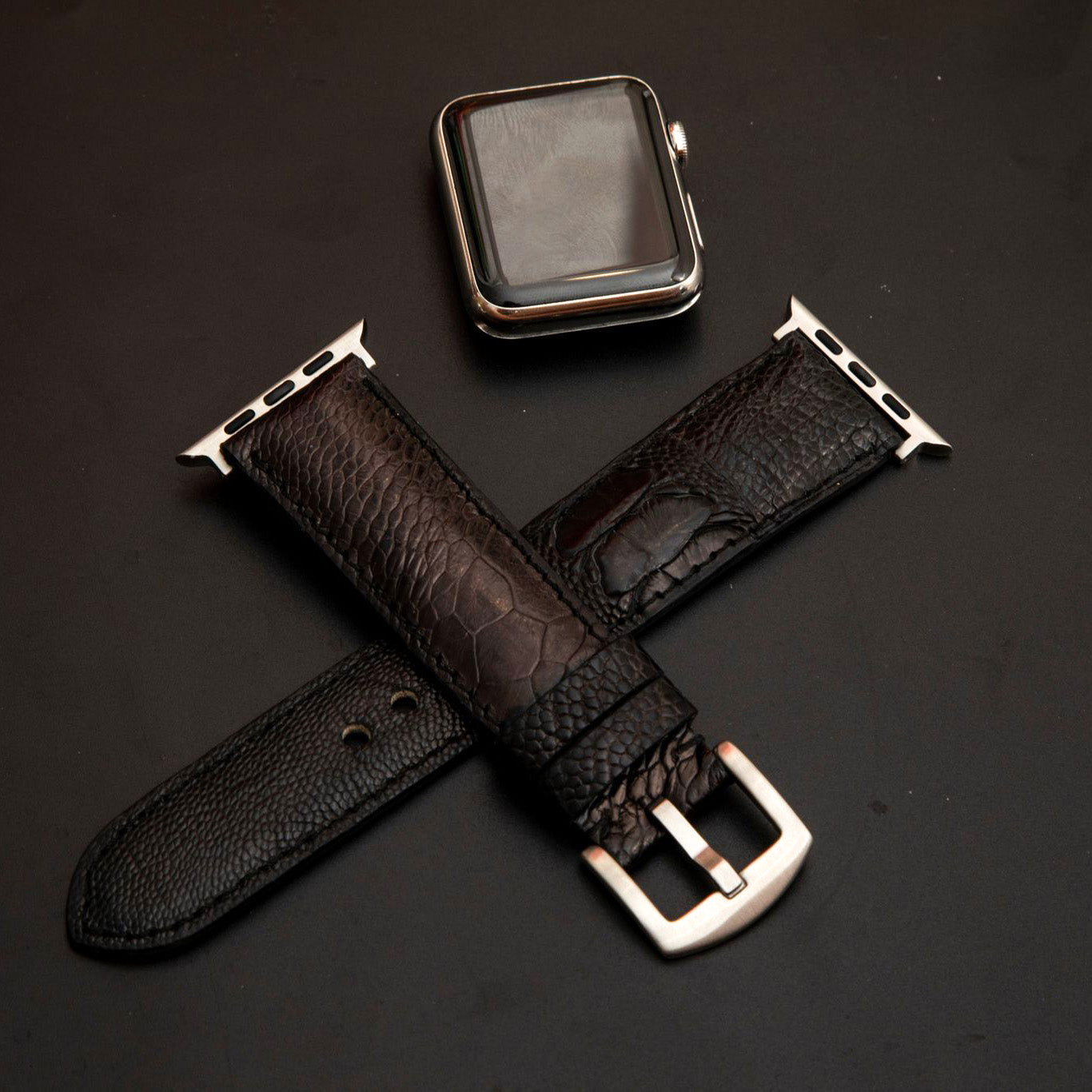 BLACK OSTRICH LEATHER STRAP