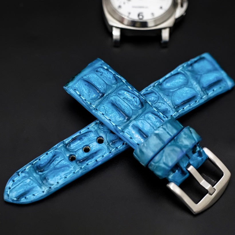BLUE CROCODILE HORNBACK LEATHER STRAP
