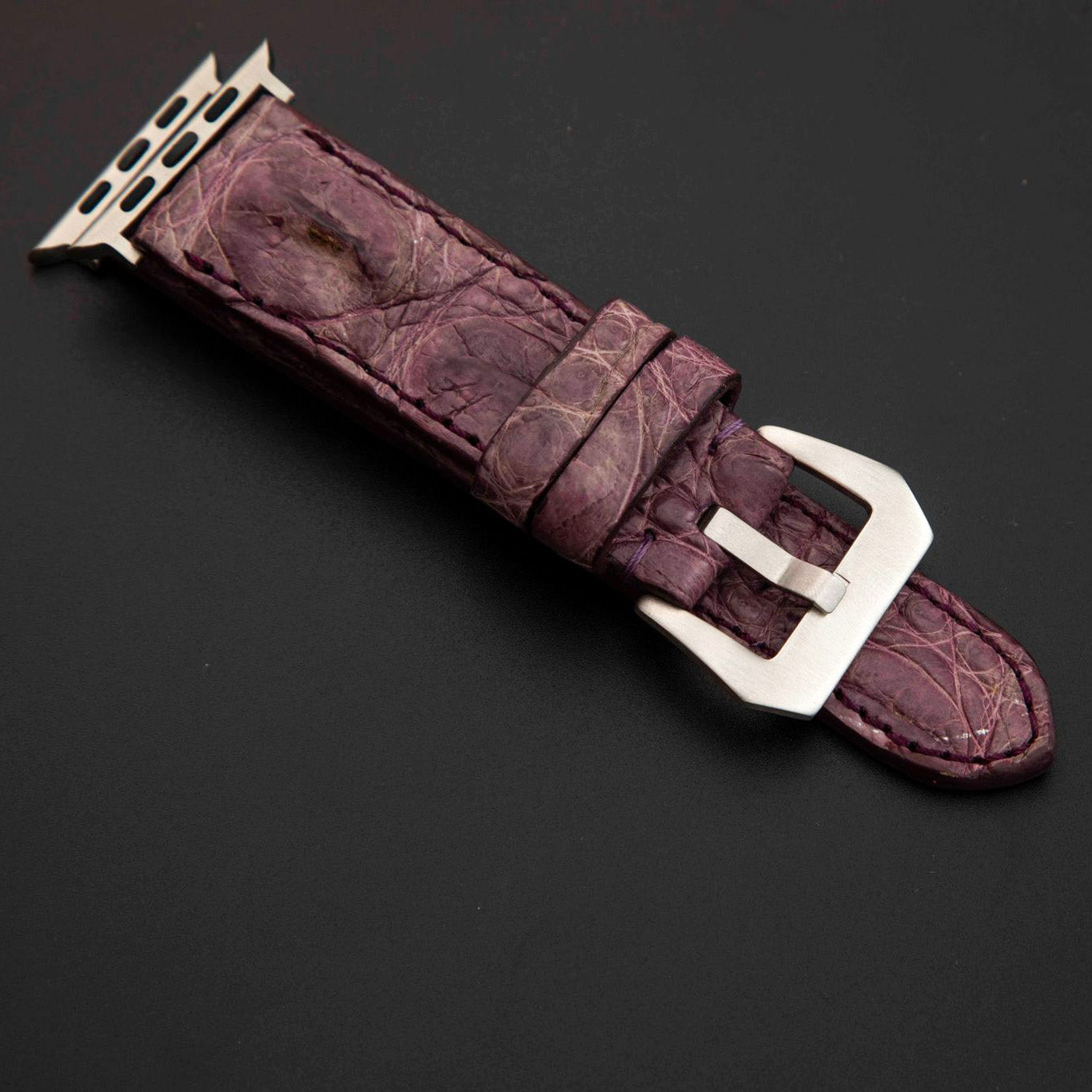 PURPLE CROCODILE HORNBACK LEATHER STRAP