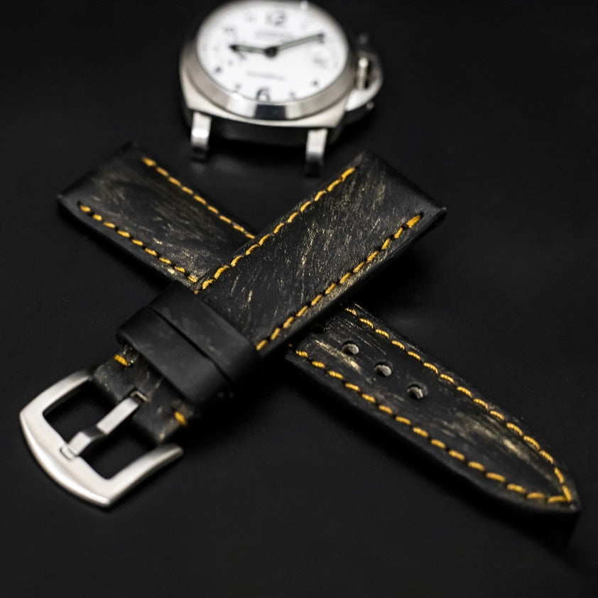 BLACK&GOLD CALF LEATHER STRAP