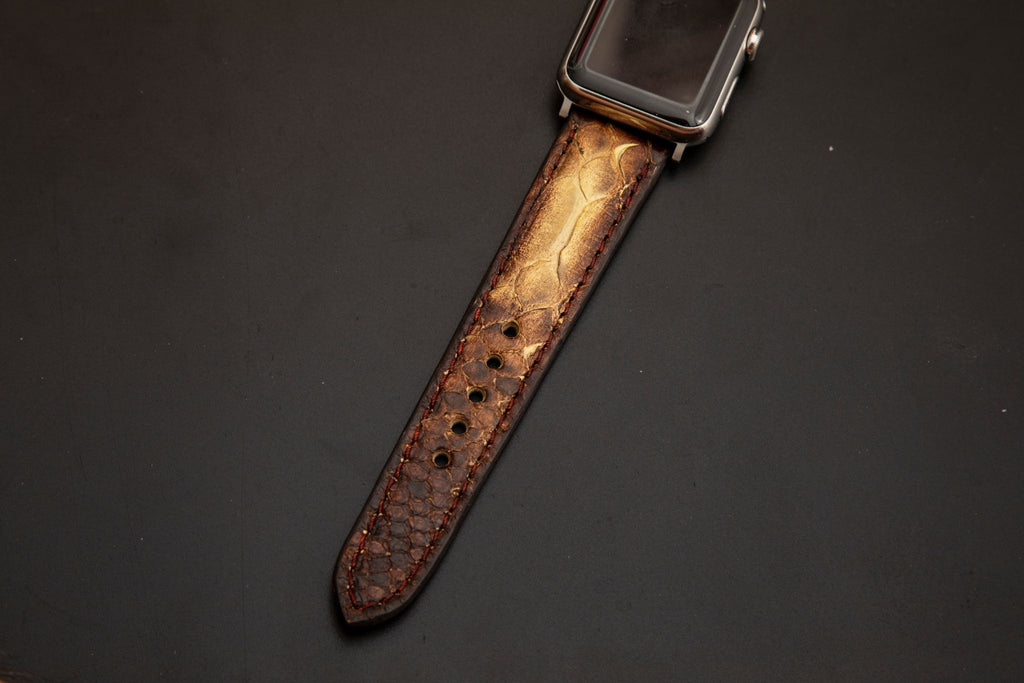 YELLOW&BROWN PYTHON LEATHER STRAP