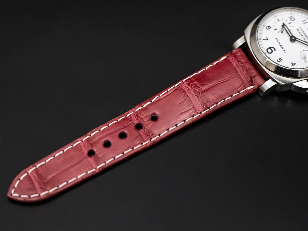 PINK CROCODILE BELLY LEATHER STRAP