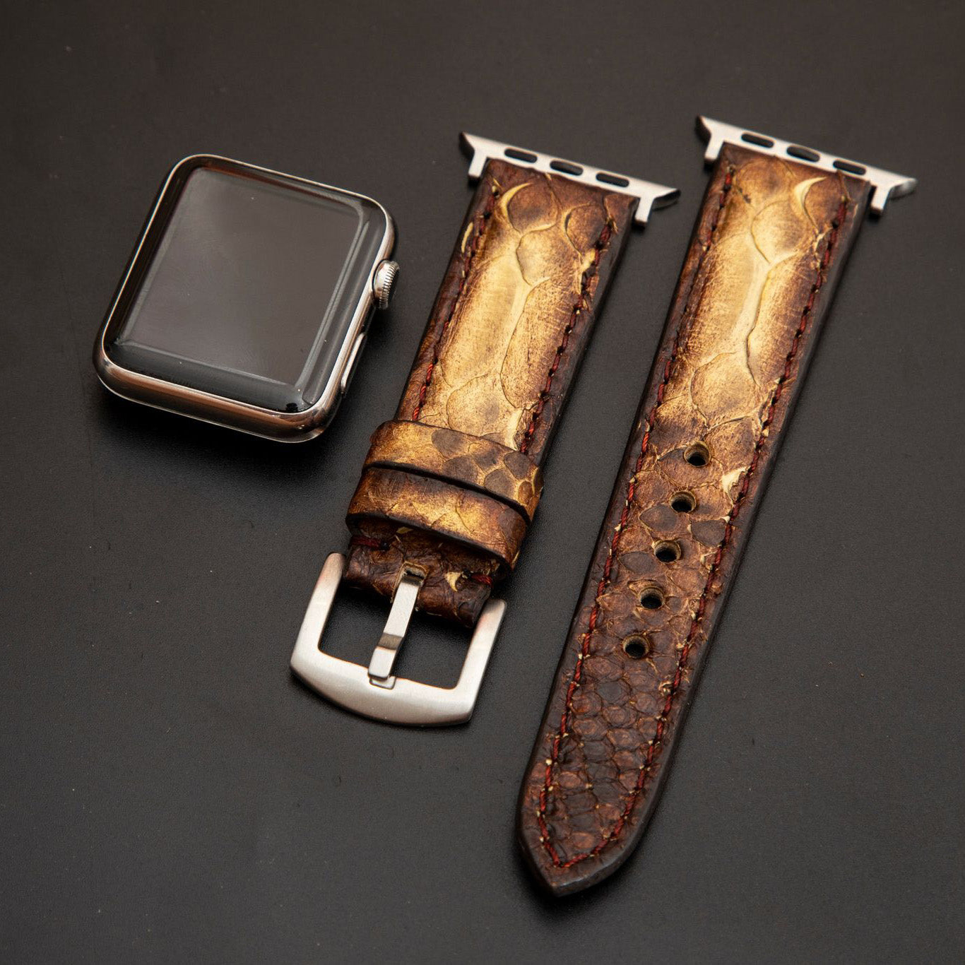 YELLOW&BROWN PYTHON LEATHER STRAP